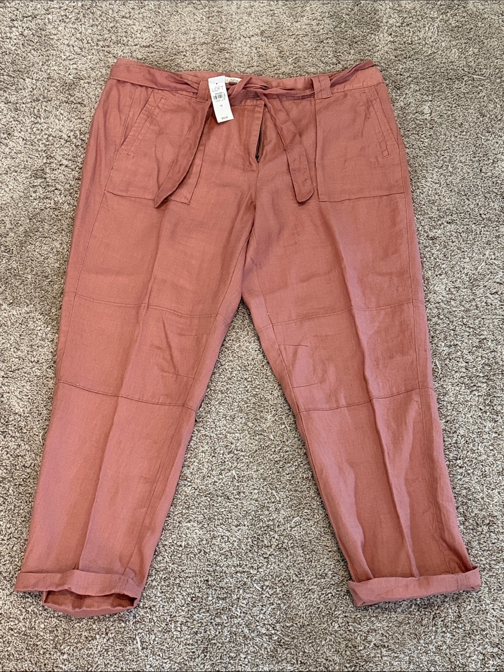 LOFT Women's Tie-Waist Chinos in Dusty Rose
